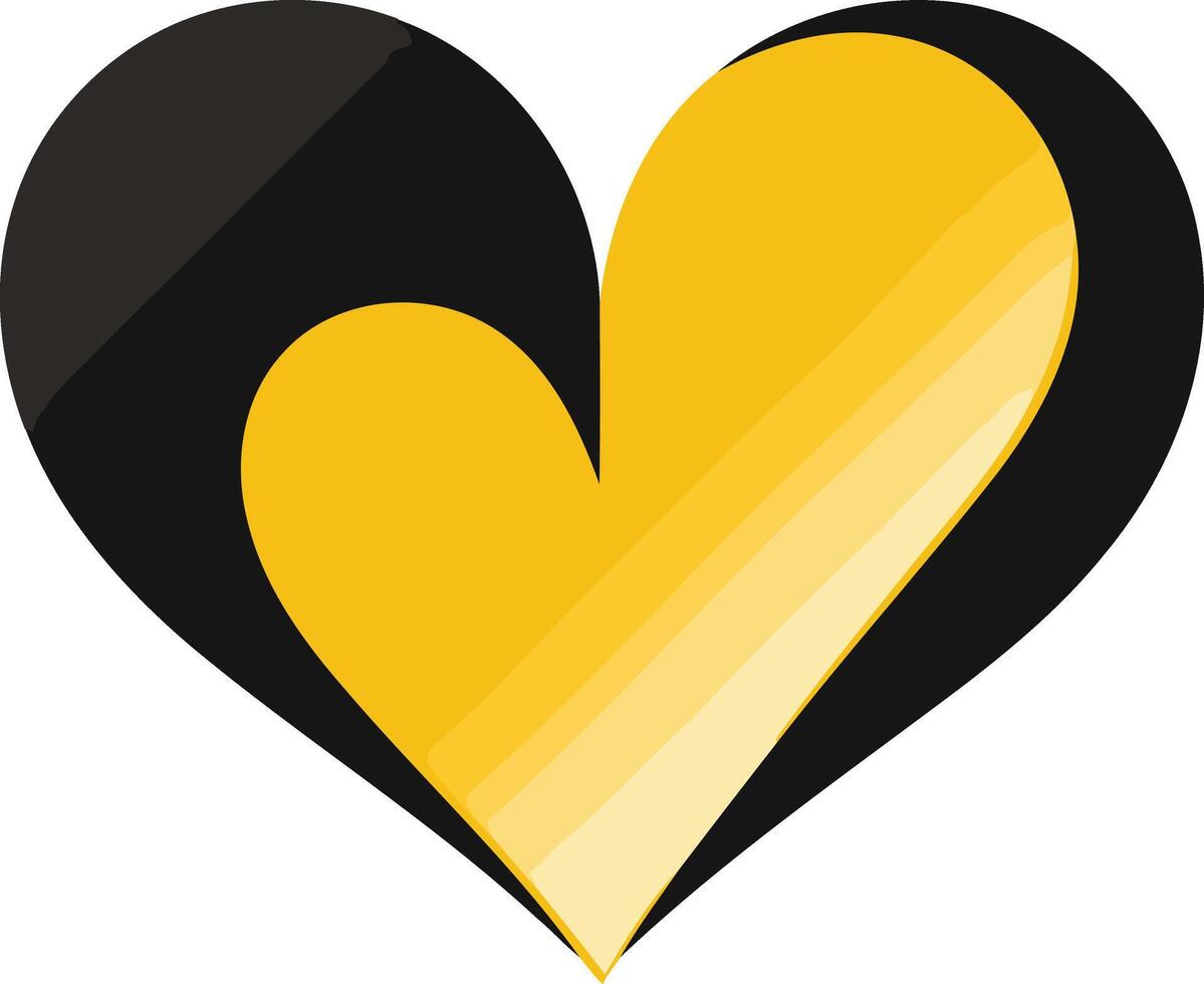 Black and Yellow Heart with Gradient vector