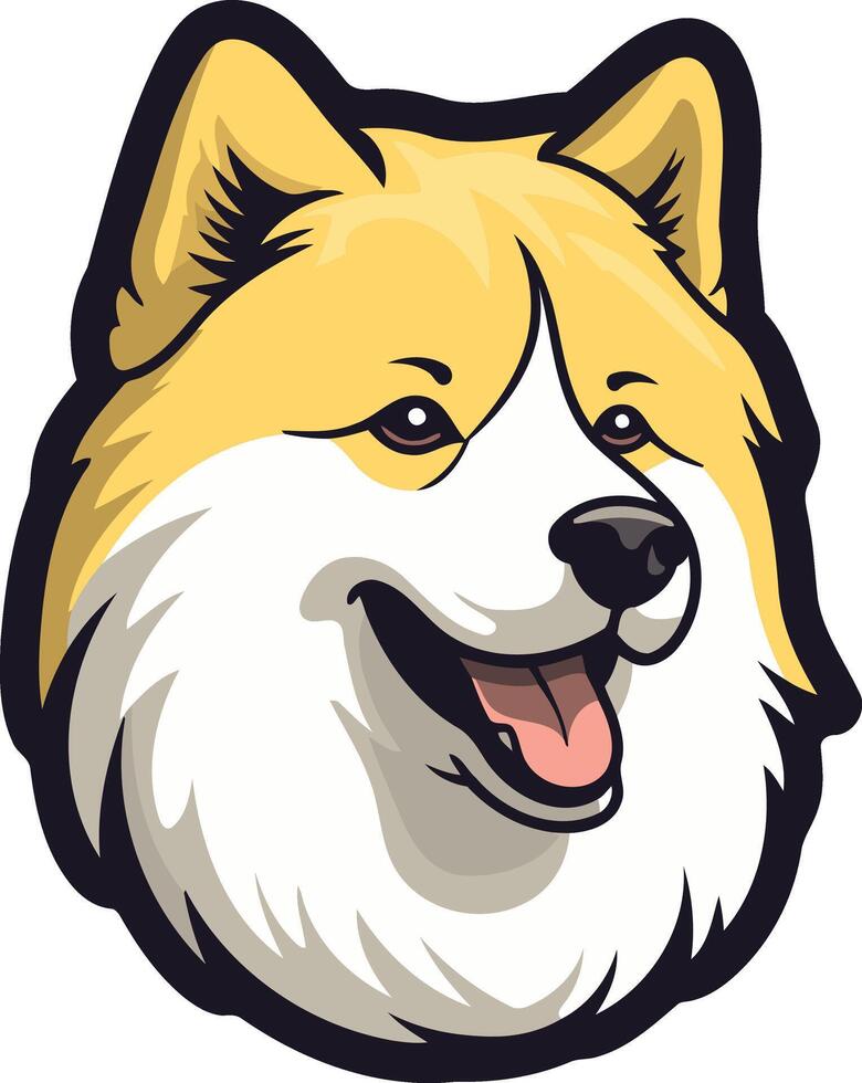 Smiling Akita Inu Dog Head Illustration vector