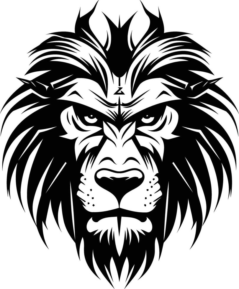 Fierce lion head element illustration vector
