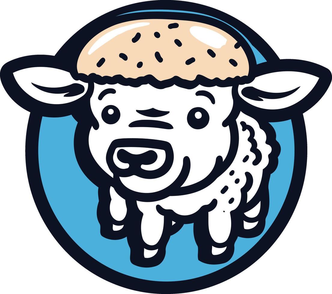 Cute Cartoon Sheep in a Circle vector