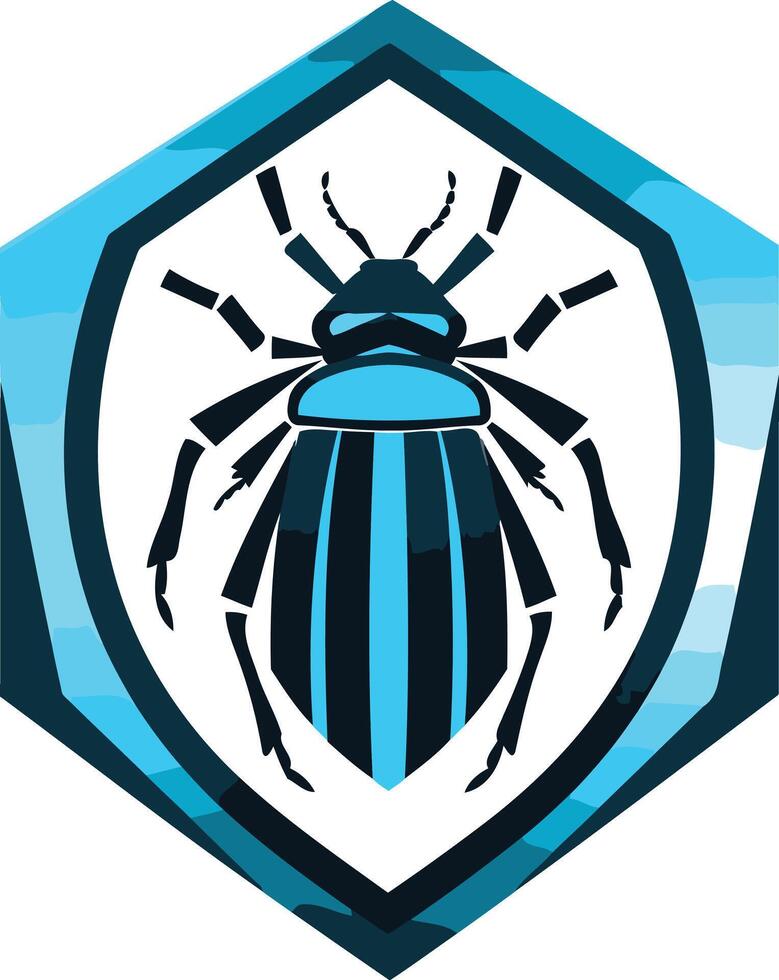 Blue Bug Inside Hexagon Emblem vector