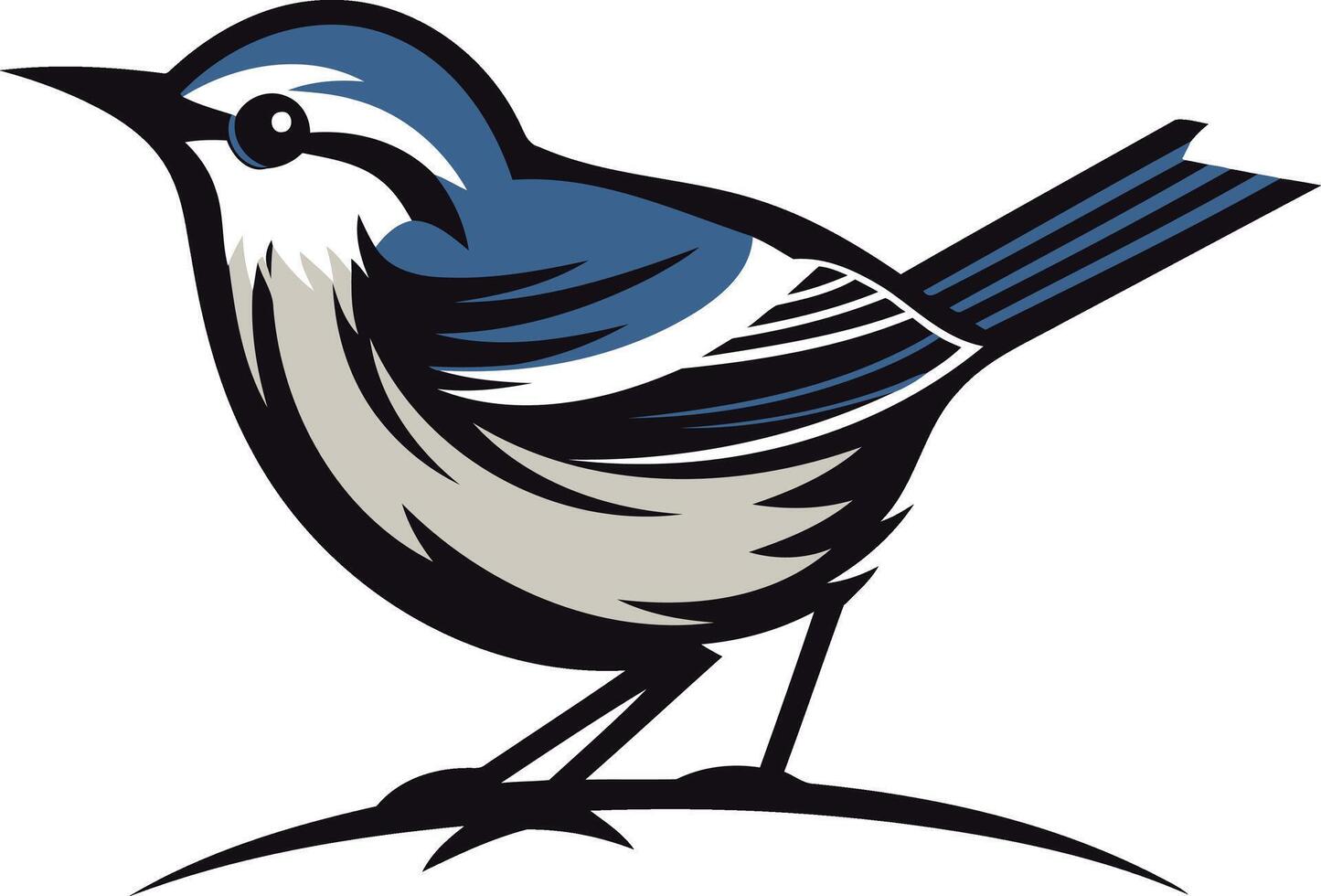 A Blue and White Bird Perched on a Branch vector