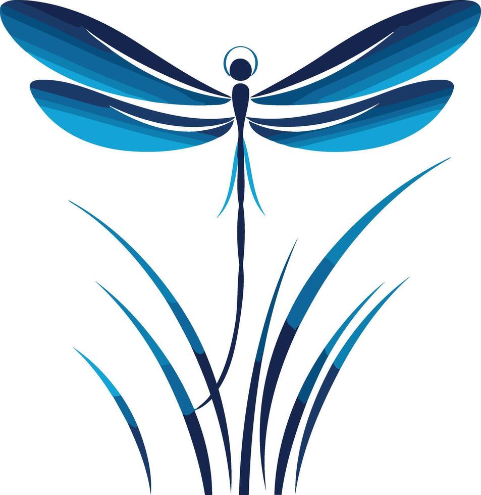 Abstract Dragonfly Illustration with Blue Tones vector