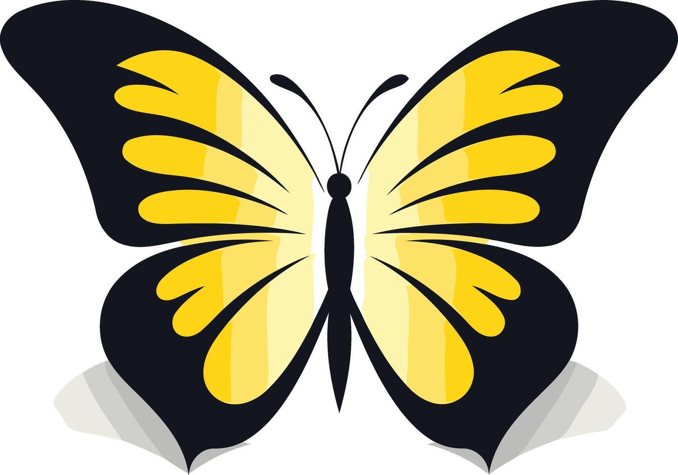 Yellow Butterfly with Black Wings vector