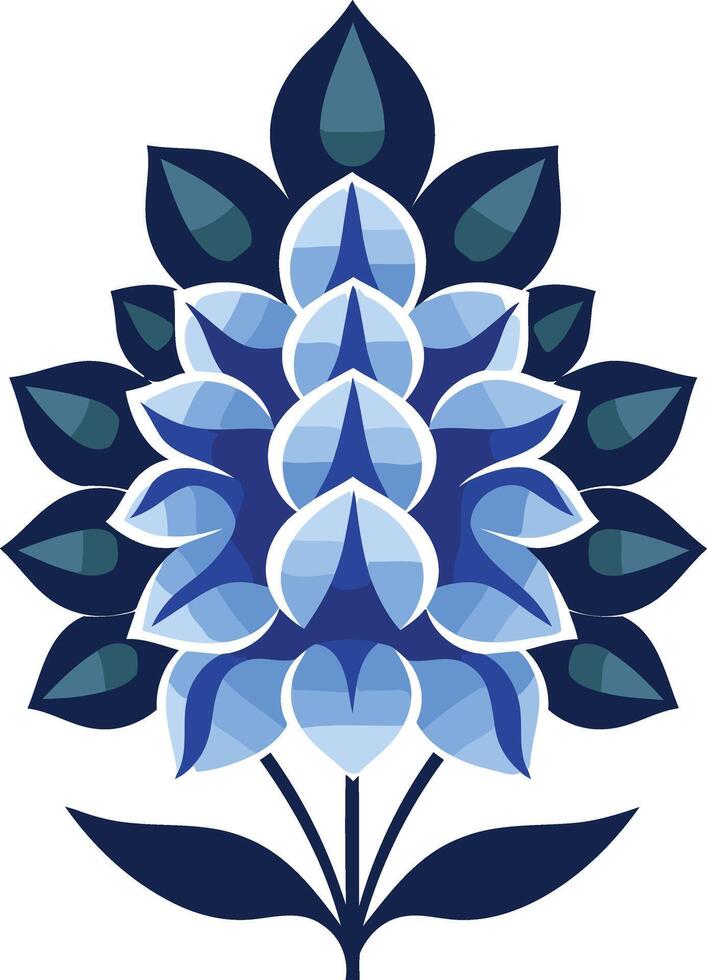 Blue Floral Motif on White Background vector