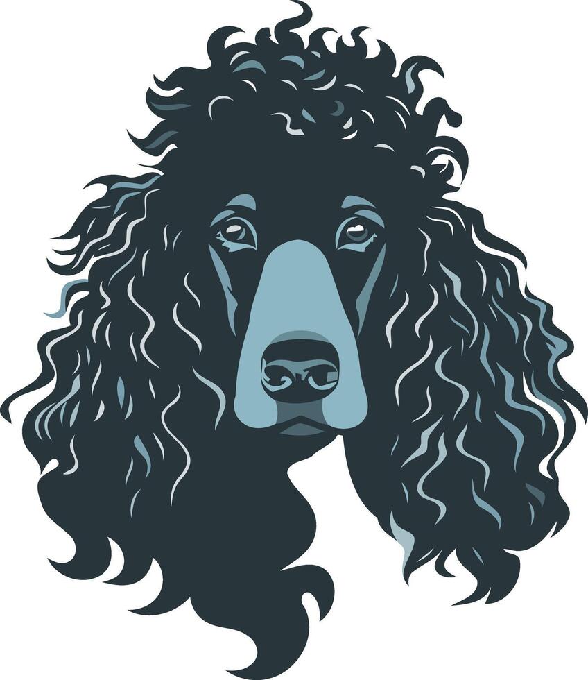 Portrait of a Black Curly Haired Dog vector