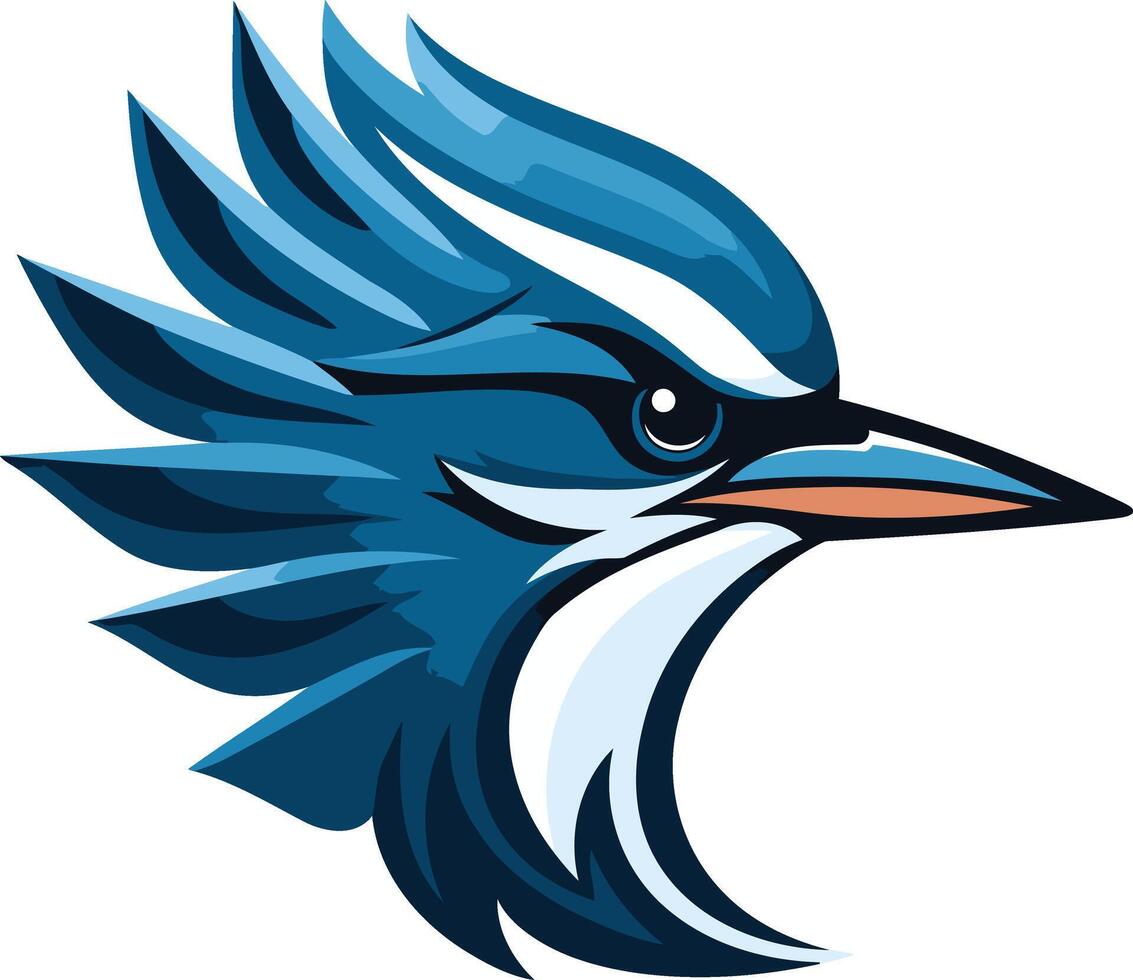 Blue Bird Head with Crest vector