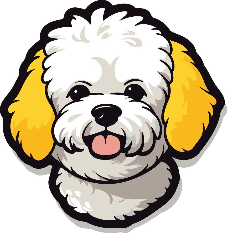 Happy White Dog With Yellow Ears vector