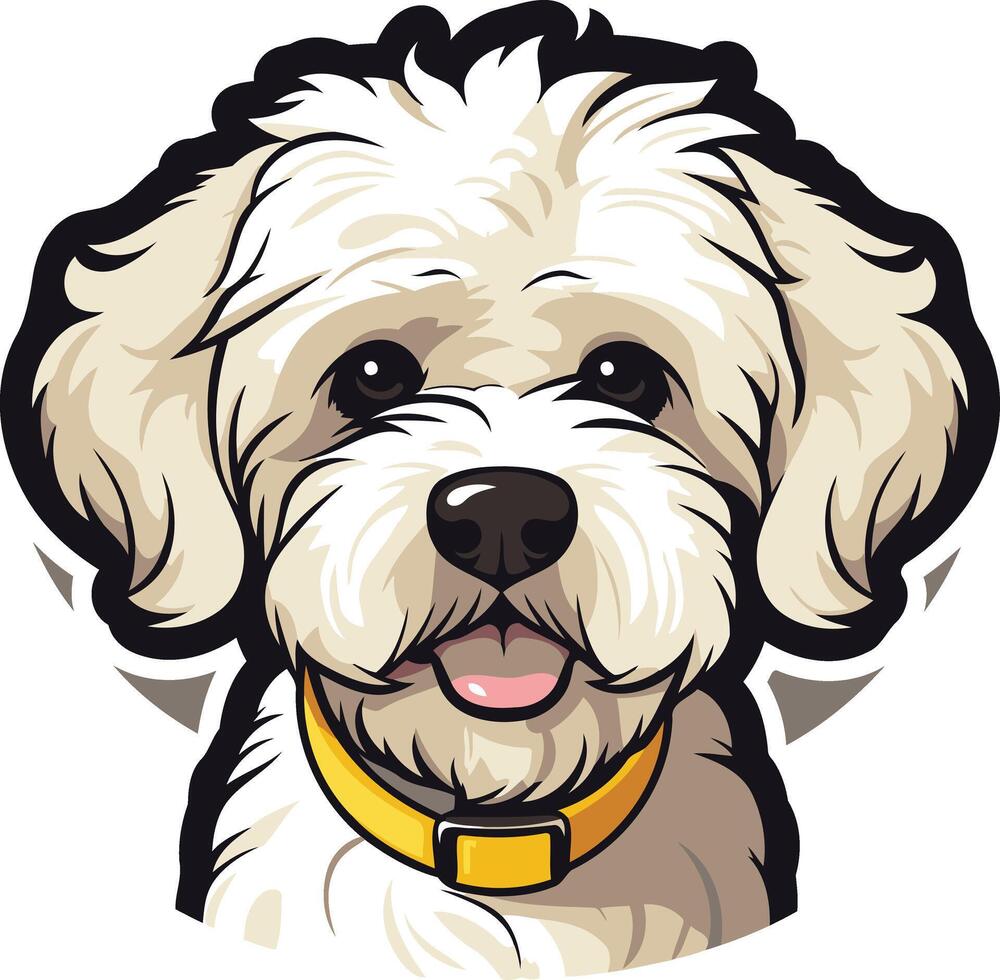 Cute White Dog with Yellow Collar vector