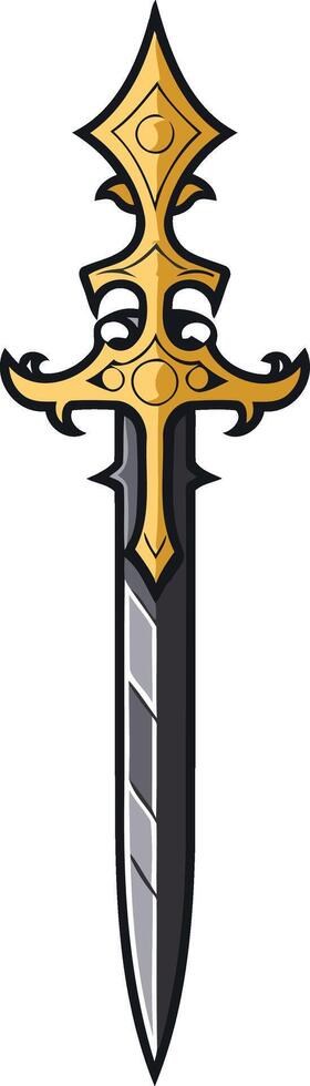 A Detailed Illustration of a Golden and Silver Dagger vector