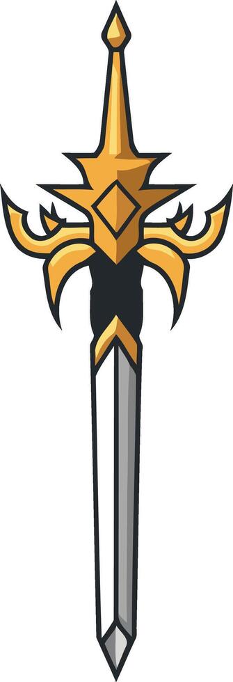 Golden Sword with Black and Silver Design vector