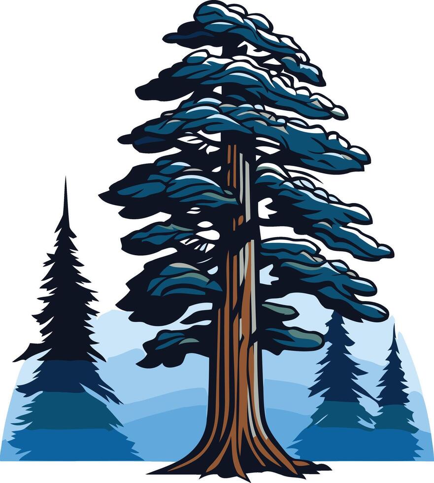 Tall Tree in Snowy Landscape vector