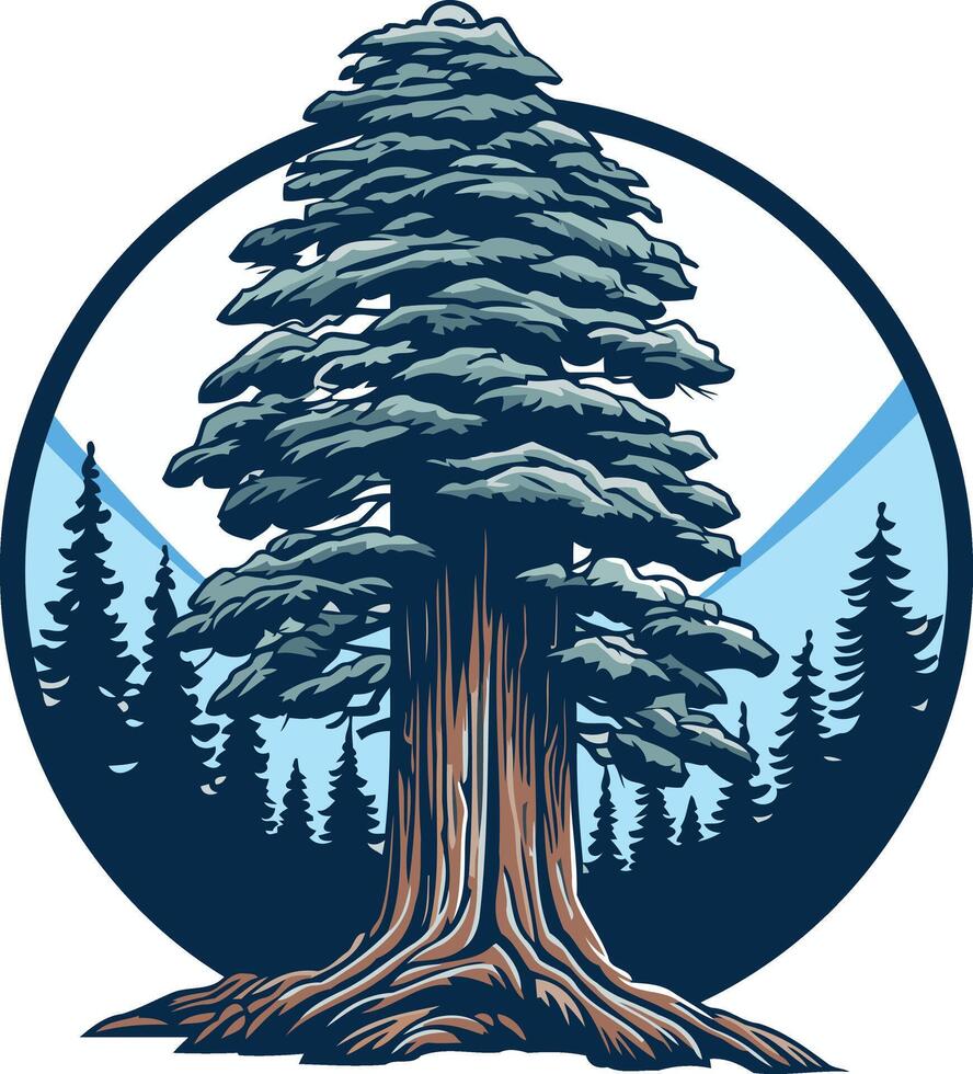 Majestic Redwood Tree in a Wintery Forest vector