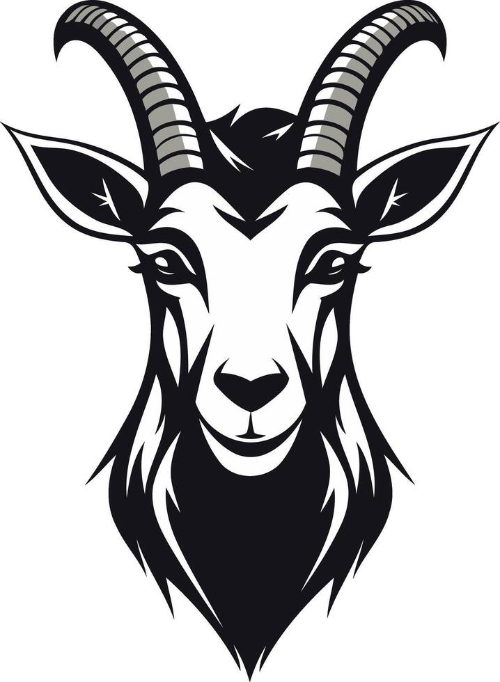 Black and White Goat Head Illustration vector