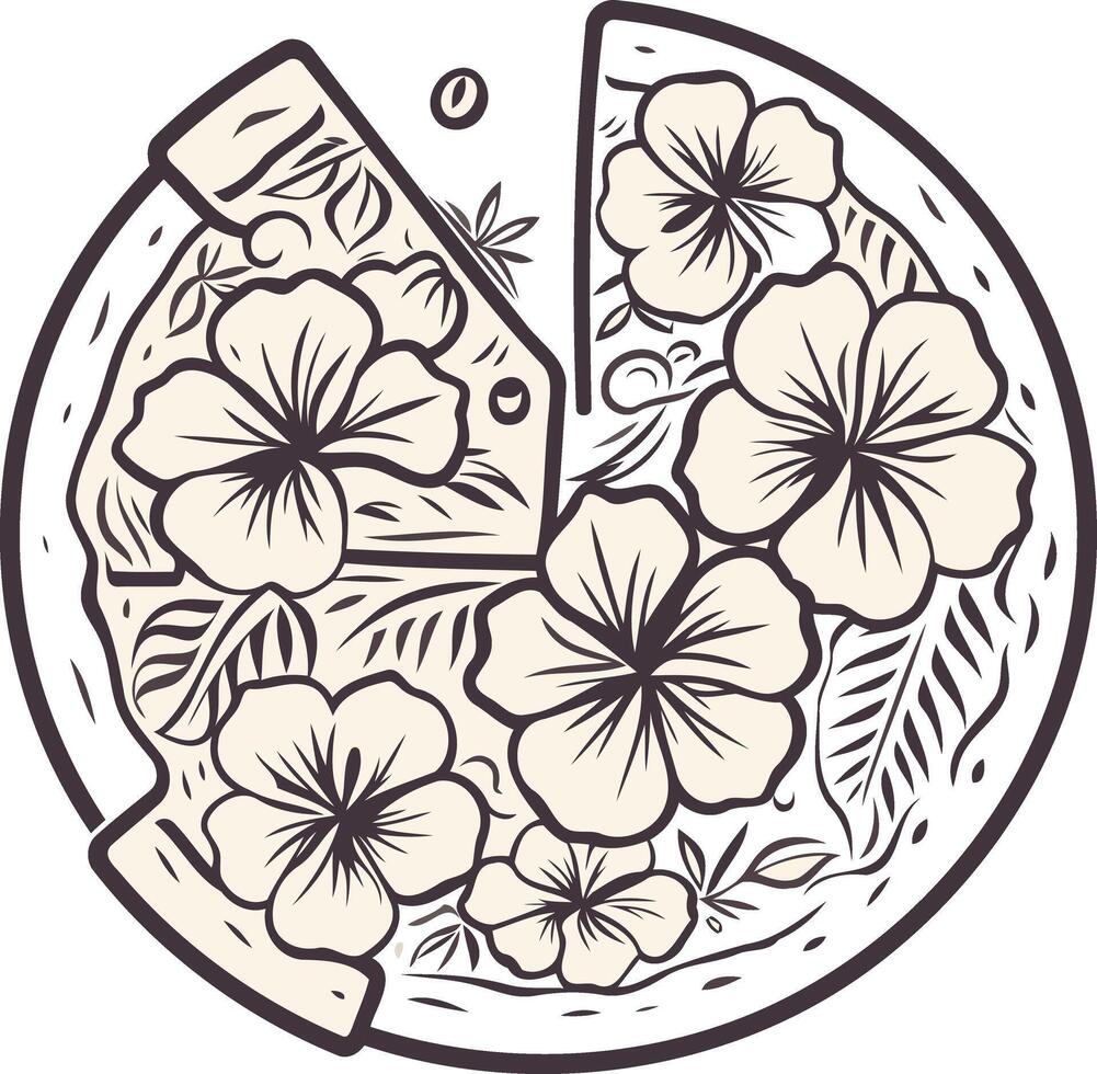 Floral Pizza Illustration vector