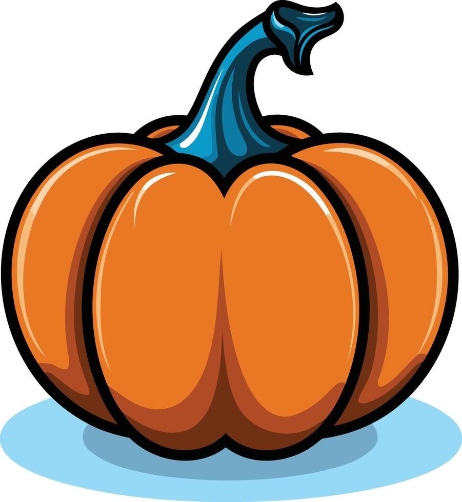 Orange Pumpkin With Blue Stem vector