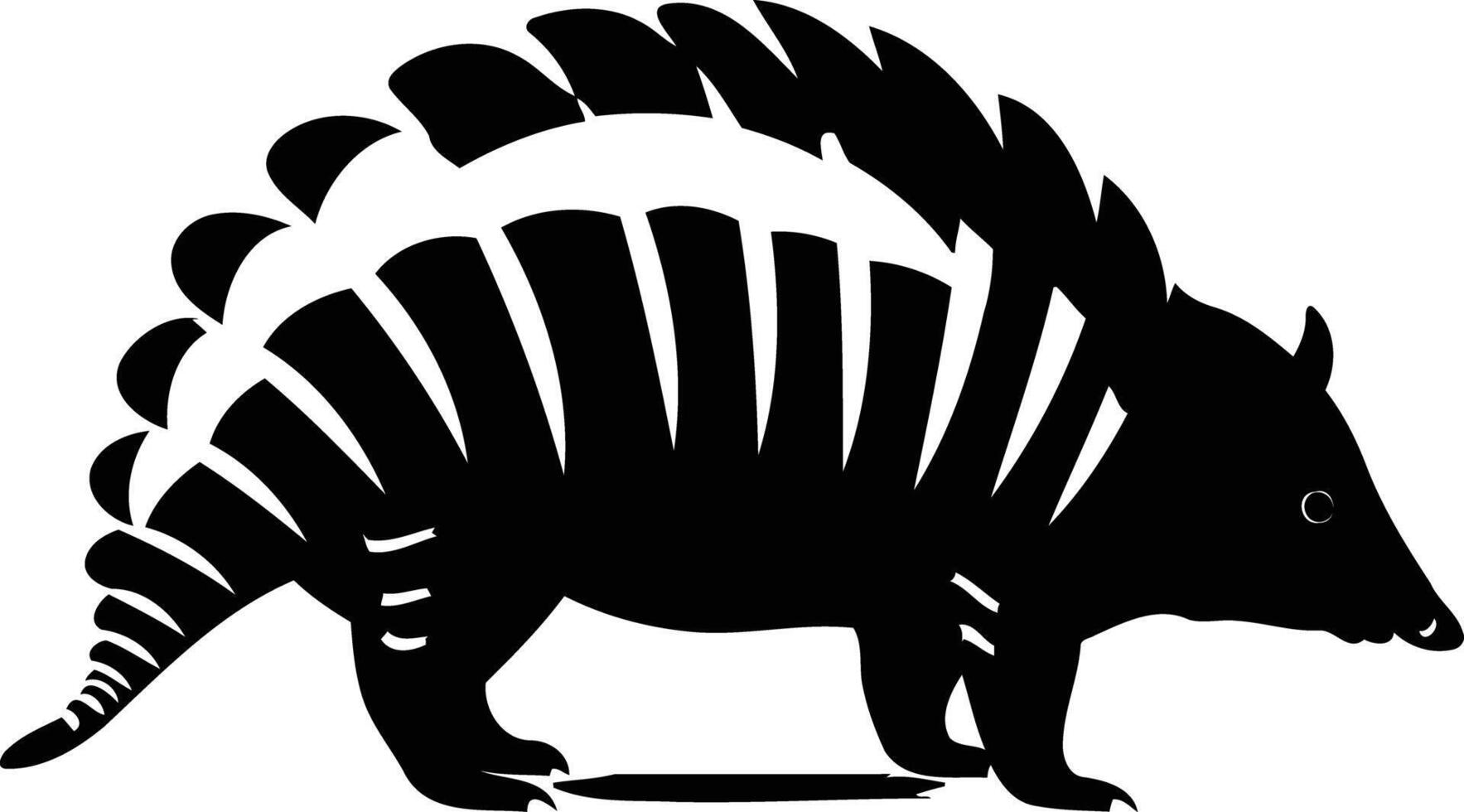Black and white silhouette of an armadillo walking, perfect for logos, patterns, and designs vector