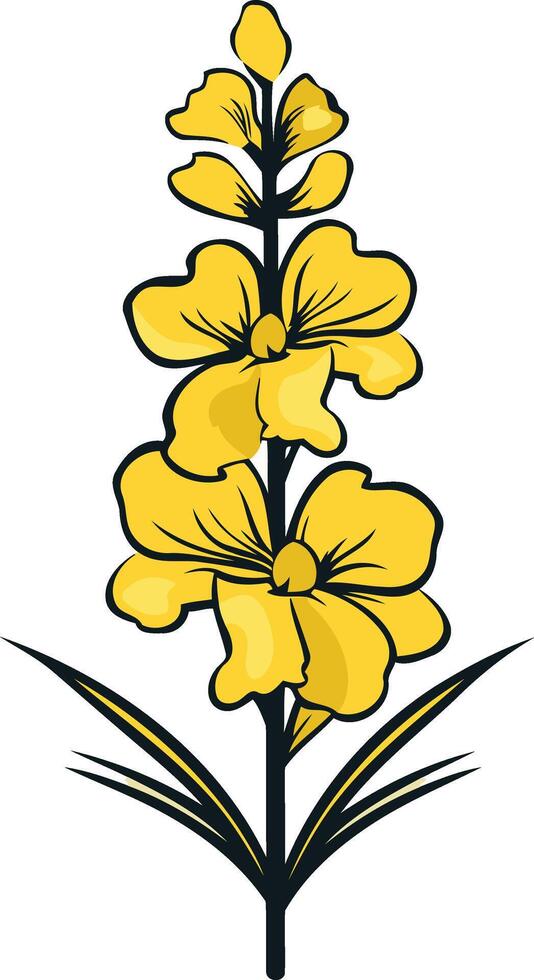 Yellow Flower with Dark Stem vector