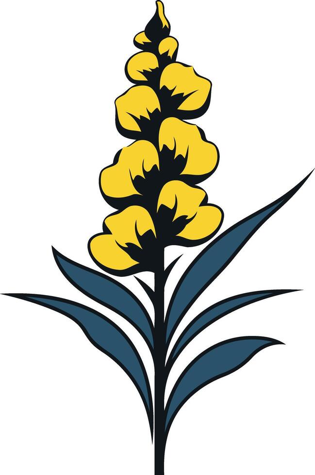 Yellow Flower with Blue Leaves Illustration vector