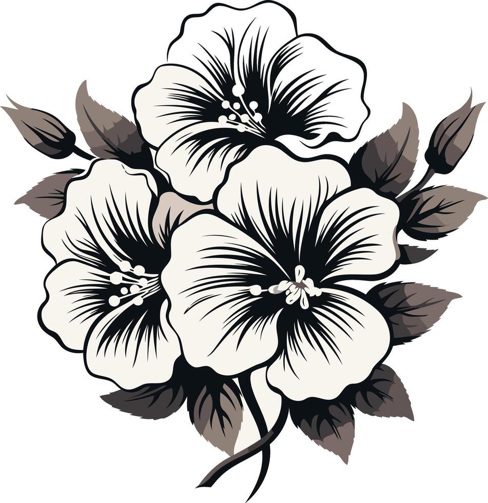 Elegant Black and White Flower Illustration vector