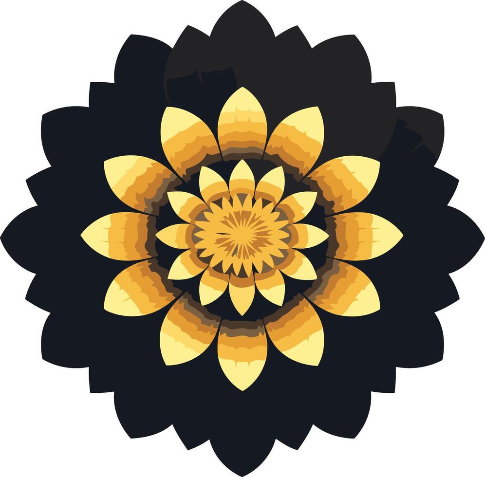 Golden Flower Mandala on Black Background vector