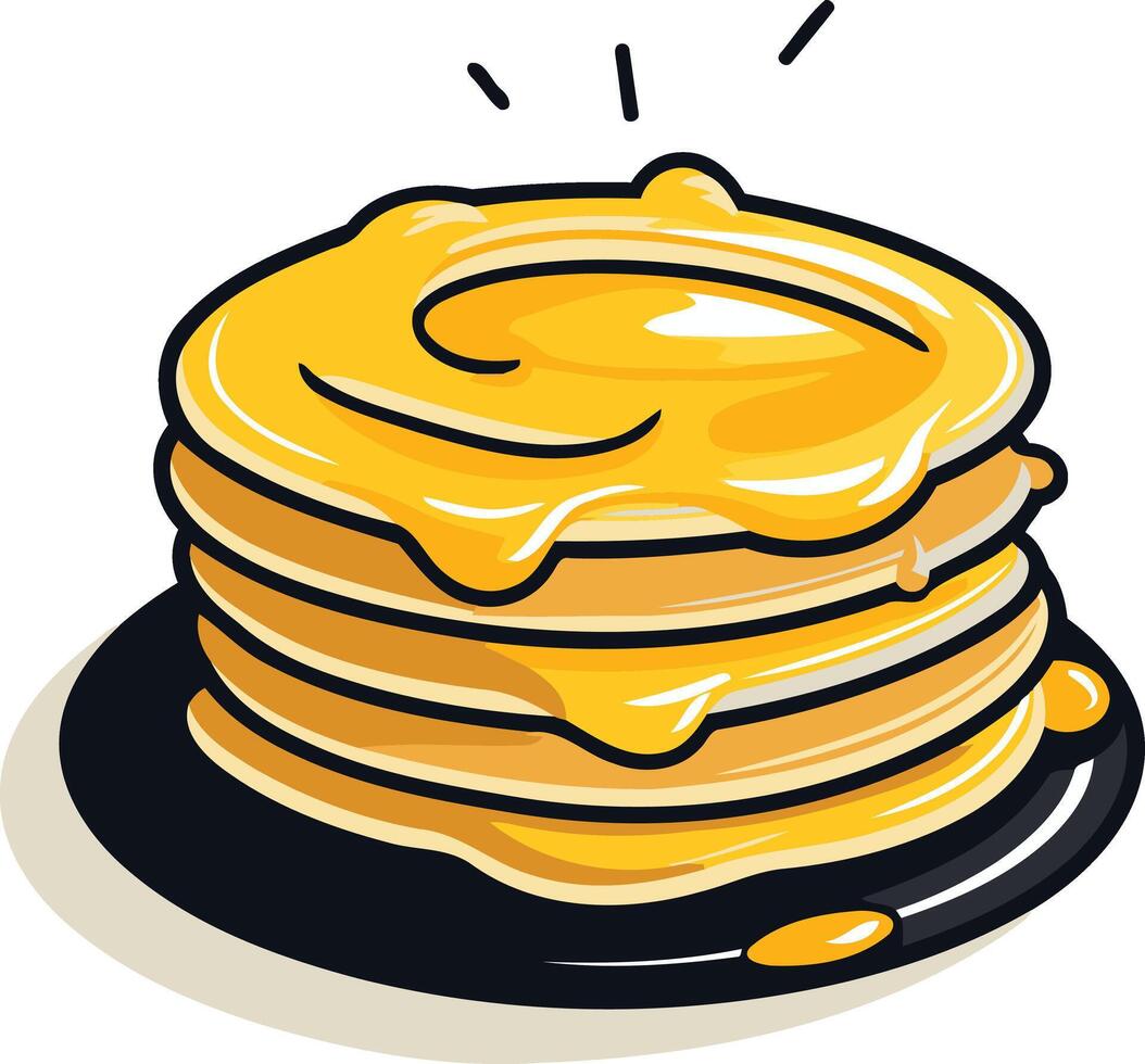 Stack of Pancakes with Syrup on a Plate vector