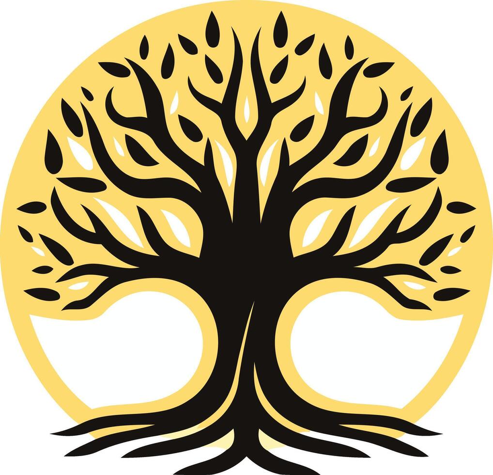 Tree of Life Symbol with Yellow Background vector