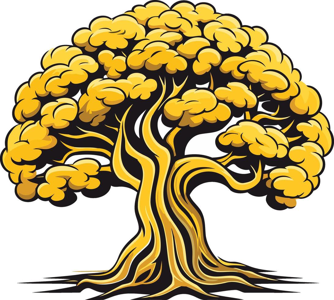 Golden Tree with Twisted Branches vector