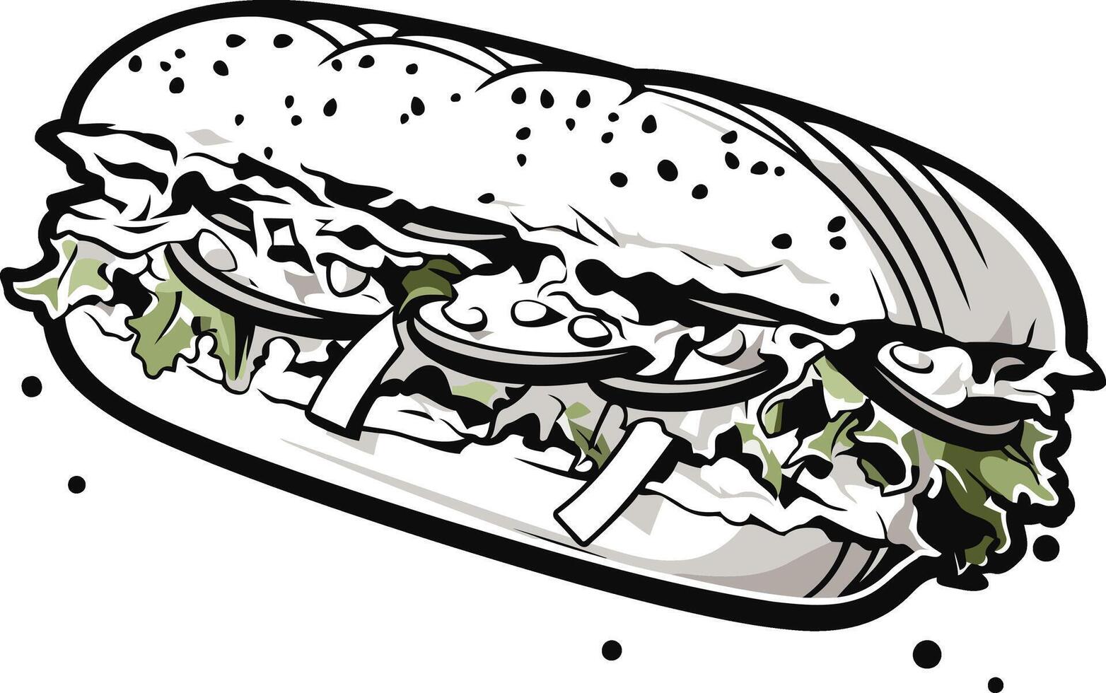 A Close up View of a Delicious Sub Sandwich vector