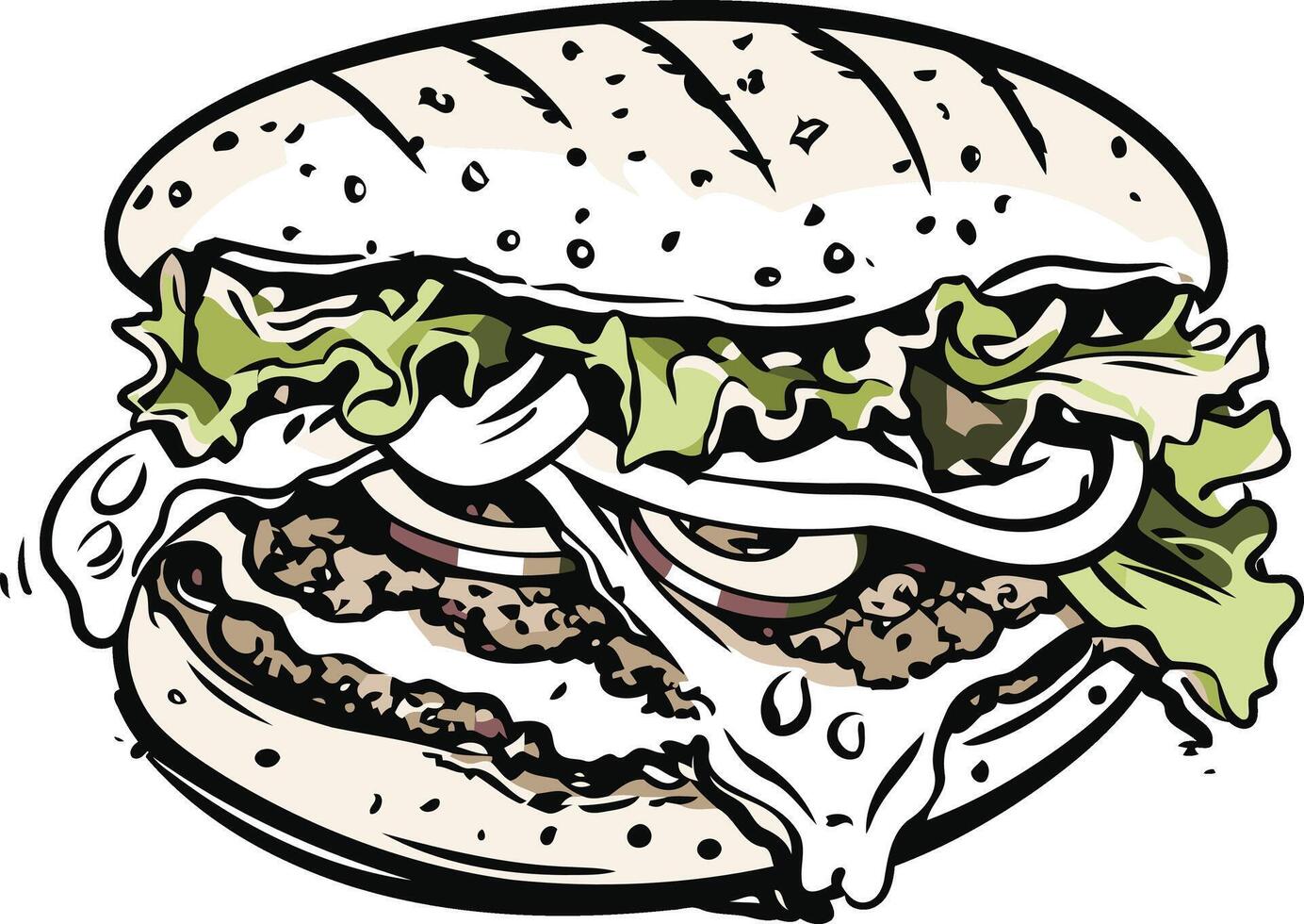 Cartoon Illustration of a Delicious Hamburger vector