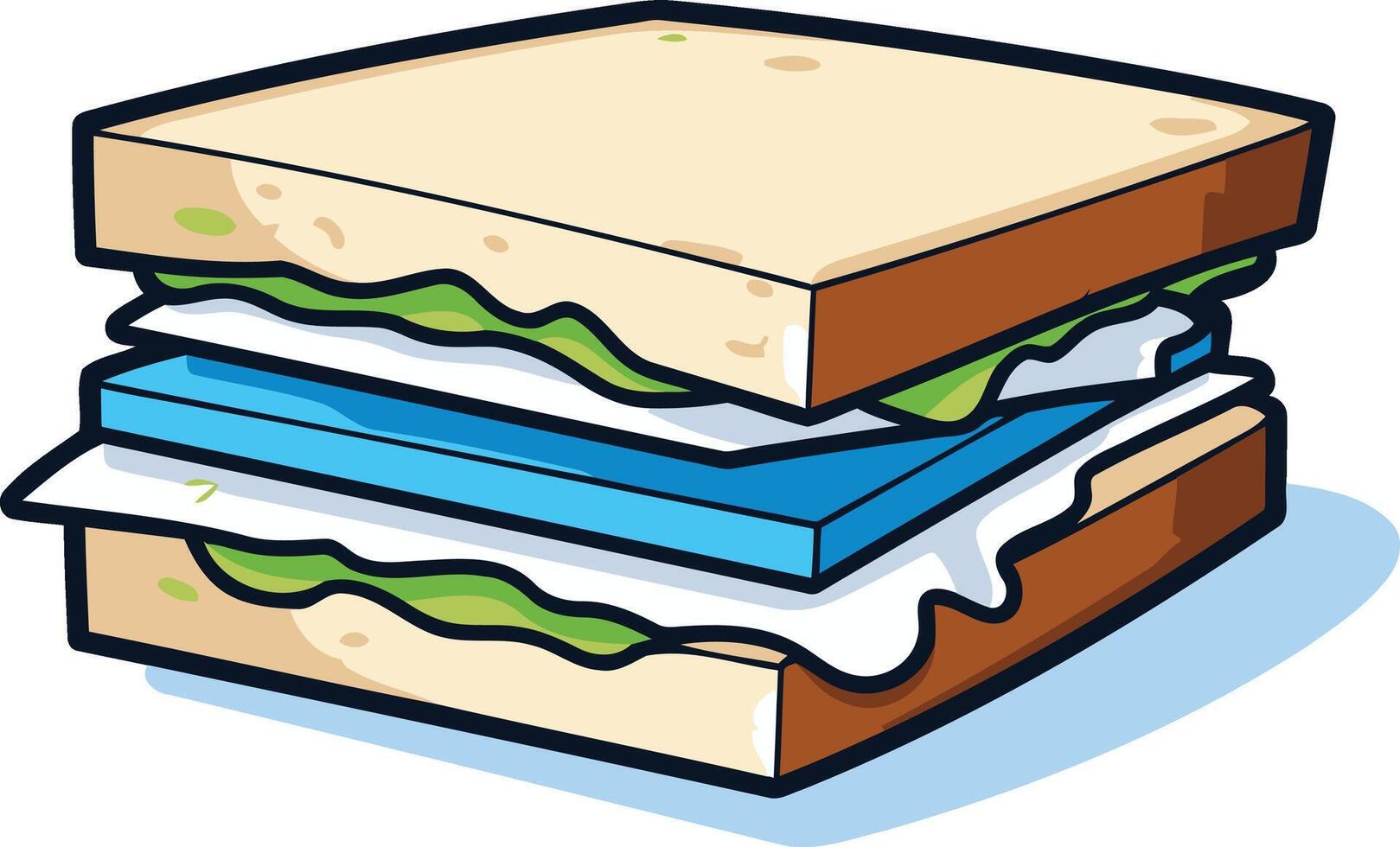 Cartoon Sandwich with Blue Filling vector