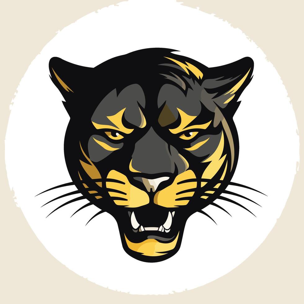 Black Panther Head in a Circle vector