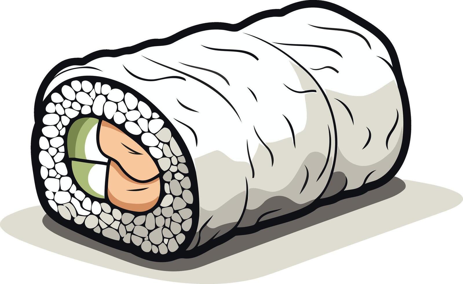 Cartoon Illustration of a Sushi Roll vector