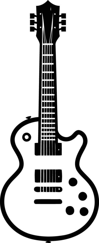 A simple, black and white silhouette of an electric guitar vector