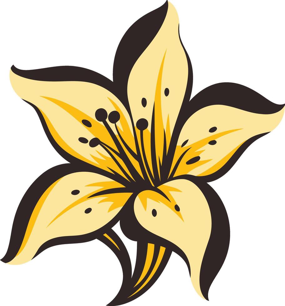 Yellow Lily Flower with Black Outline vector