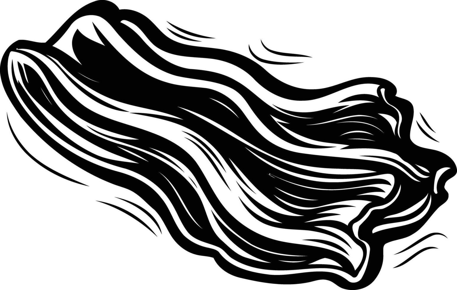 Black and white illustration of a single strip of bacon, perfect for culinary designs, food packaging, or restaurant menus vector