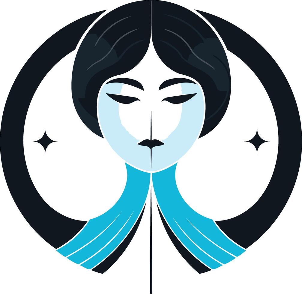 Abstract Portrait with Blue and Black vector
