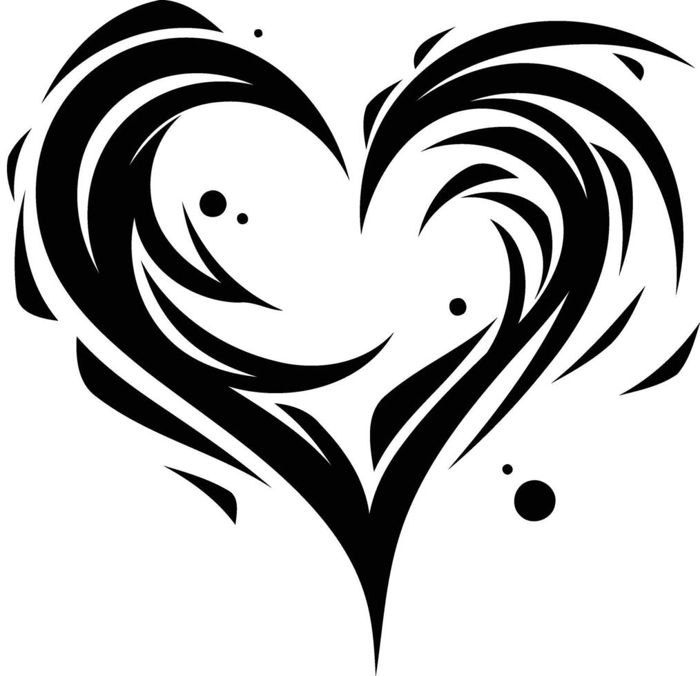 Stylish tribal heart tattoo design with swirling patterns vector