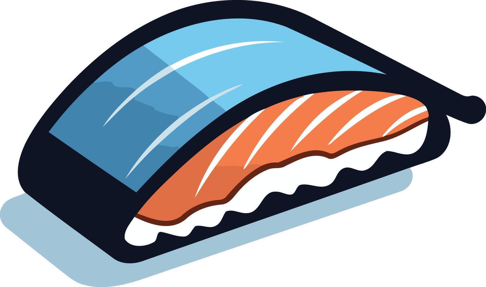 Cartoon Illustration of a Single Piece of Salmon Sushi vector