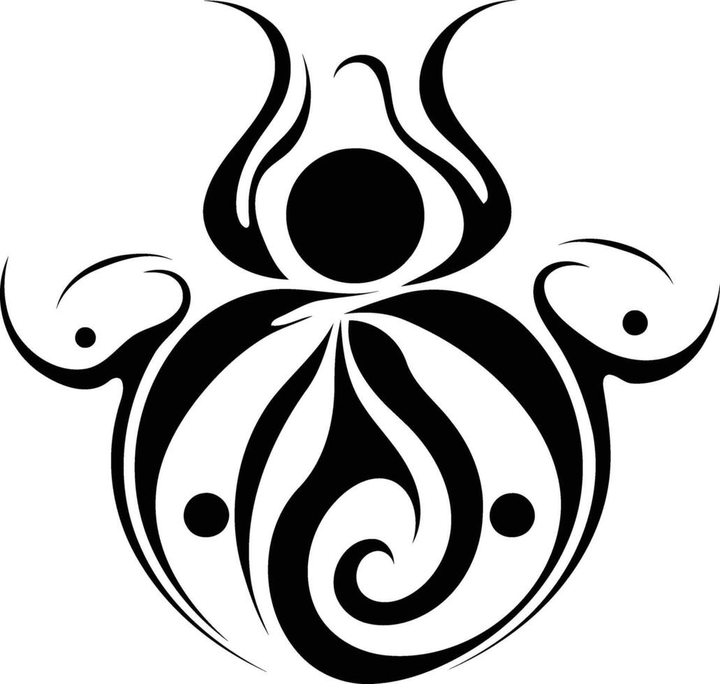 Black and white tribal tattoo design featuring a stylized floral motif vector