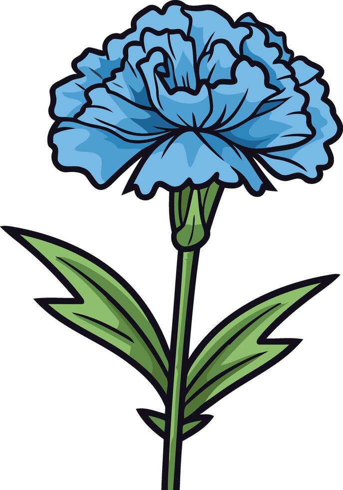 Single Blue Carnation Flower Illustration vector