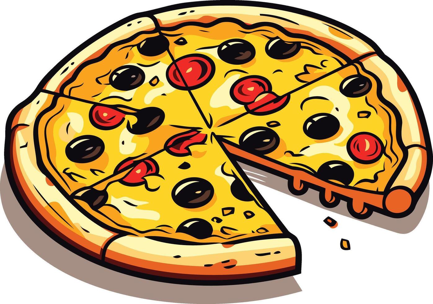 A Cartoon Pizza with a Missing Slice vector