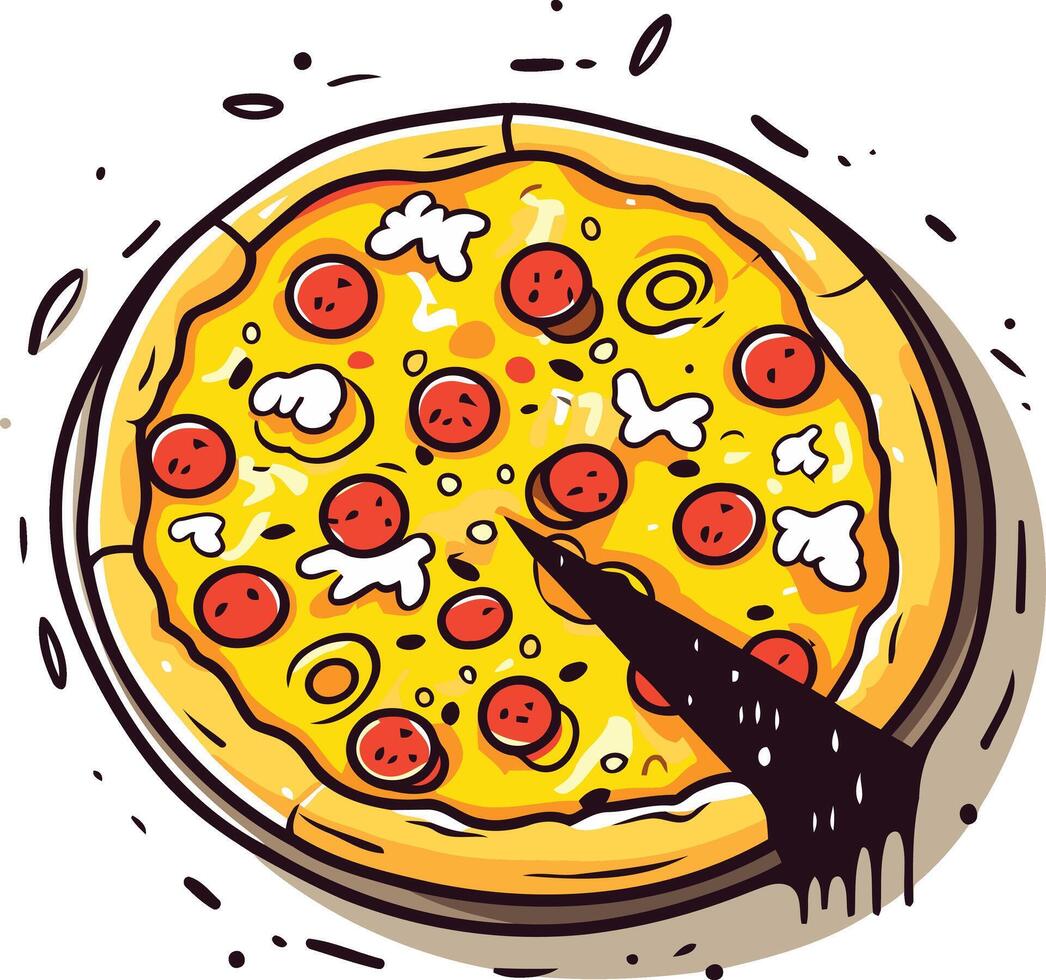 Cartoon Pepperoni Pizza Slice vector