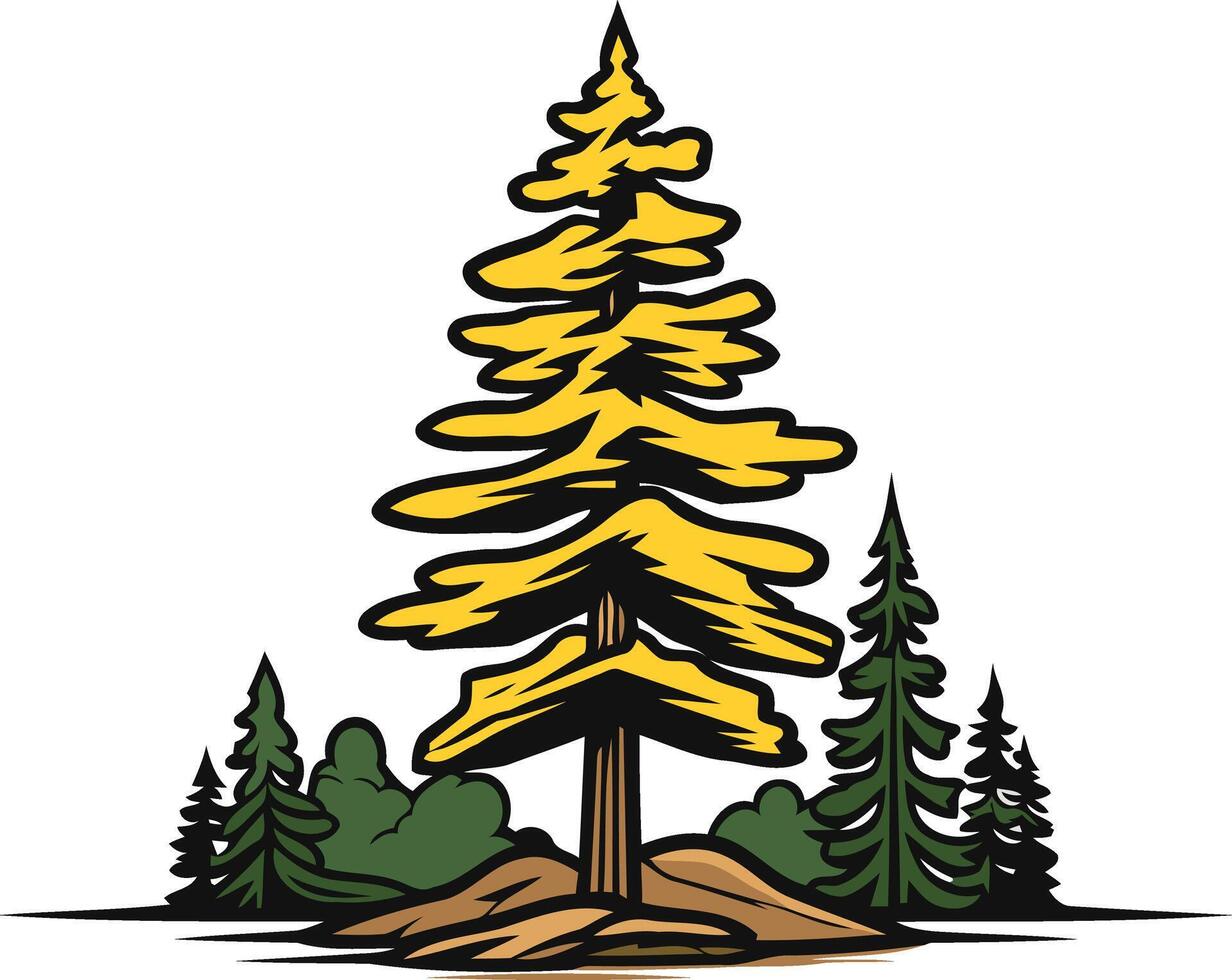 Tall Yellow Pine Tree in a Forest vector