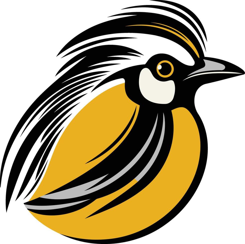 Stylized Illustration of a Bird with a Black and Yellow Crest vector
