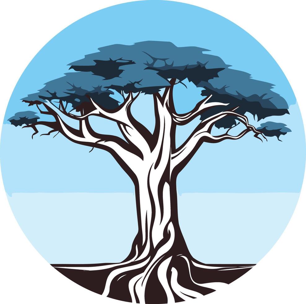 A Majestic Tree in a Blue Sky vector