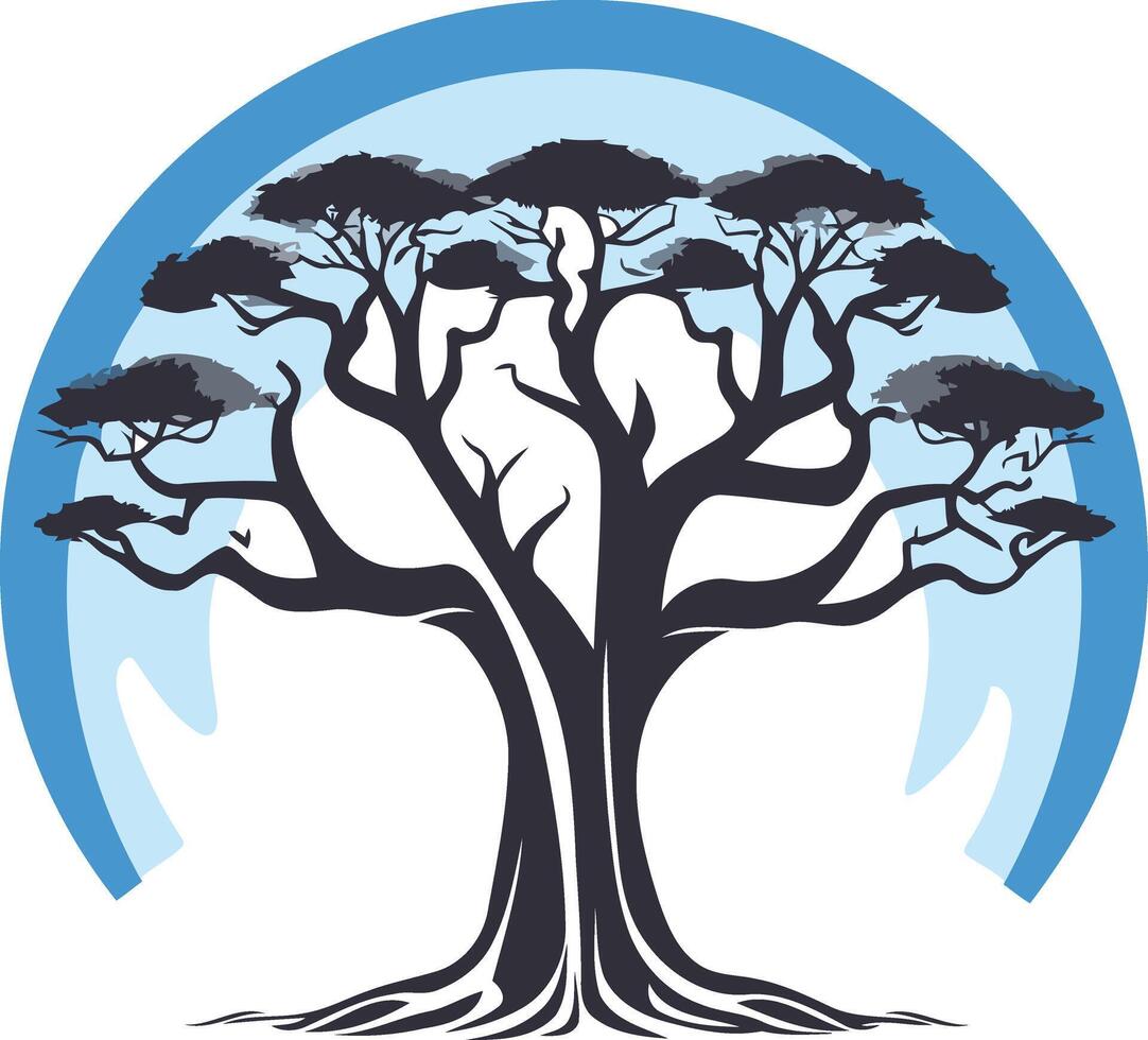 Silhouette of a Tree Against a Blue Sky vector