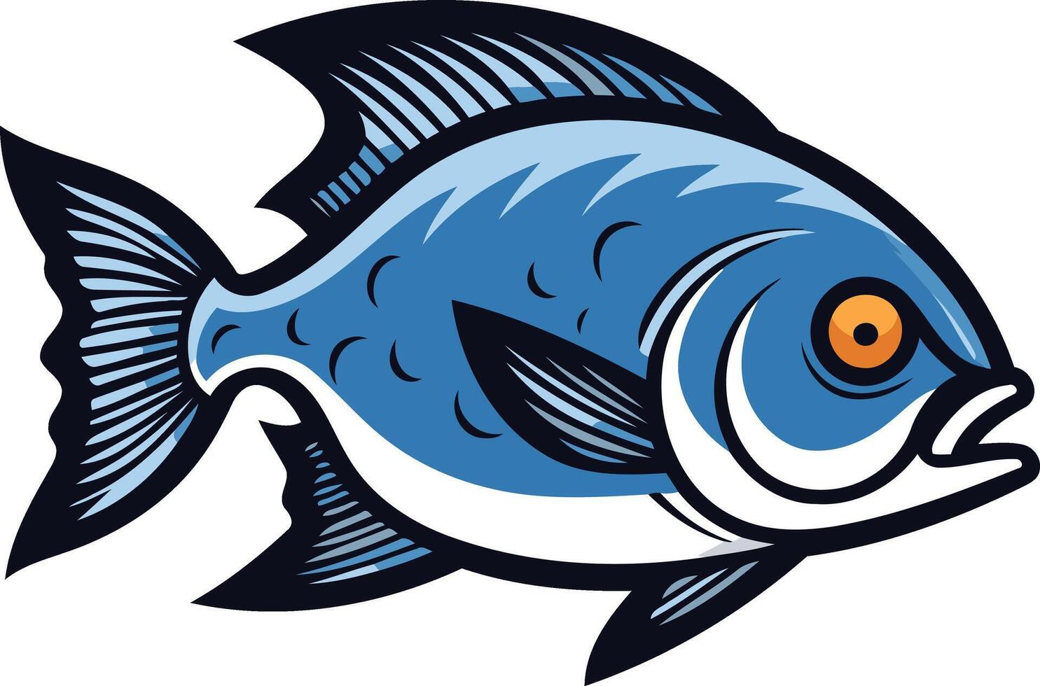 Blue and White Fish Illustration vector