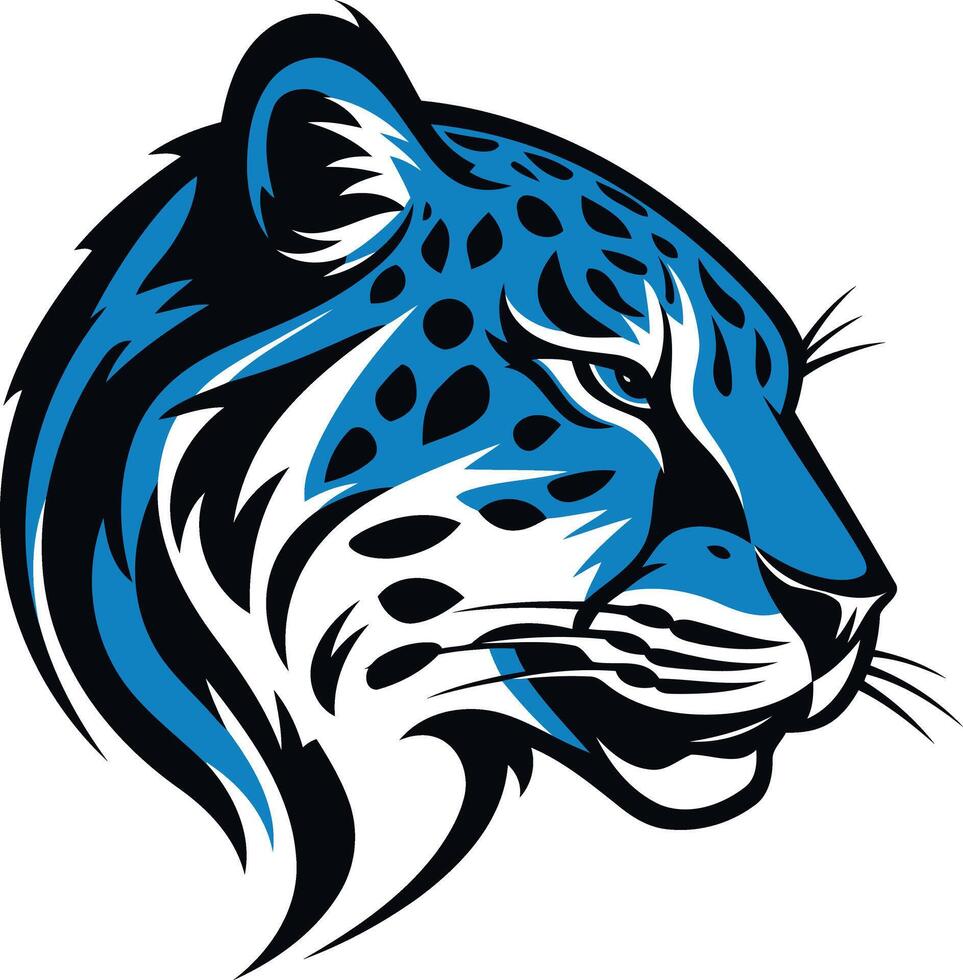 Blue and Black Leopard Head Illustration vector