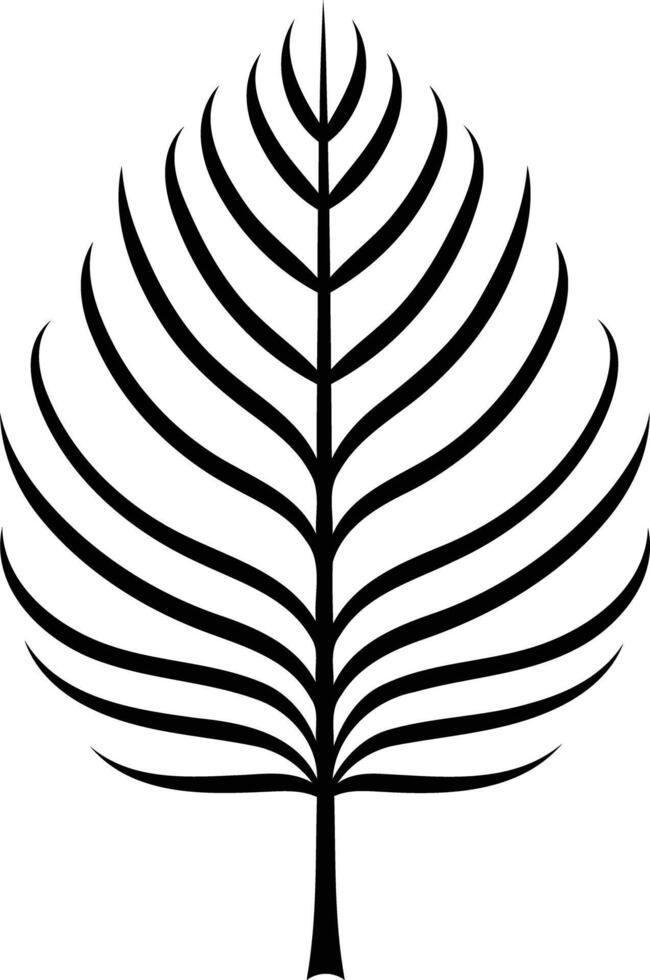 Simple black and white illustration of a stylized leaf, perfect for adding a touch of nature to your designs vector